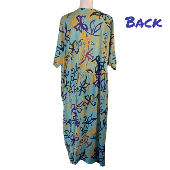 LOGO Lori Goldstein Abstract Floral Short Sleeve Cotton Blend Dress Size 3X - Picture 7 of 10